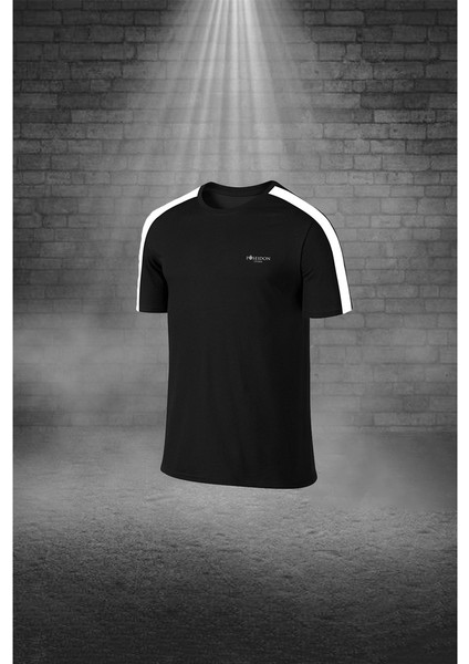 Erkek Siyah Dri-Fit Kumaş Baskısız Yuvarlak Yaka Kısa Kol Tişört Şort Alt Üst Takımı (S-3xl)