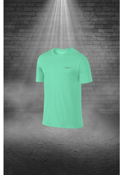 Büyük Beden Erkek Su Yeşili Dri-Fit Kumaş Cepli Düz Kısa Kol Konforlu Tişört Şort Alt Üst Ikili Takım Seti (4XL-10XL)