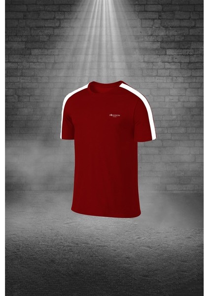 Büyük Beden Erkek Bordo Dri-Fit Kumaş Spor Için Konforlu Cepli Kısa Kol Tişört Şort Ikili Takım (4XL-10XL)