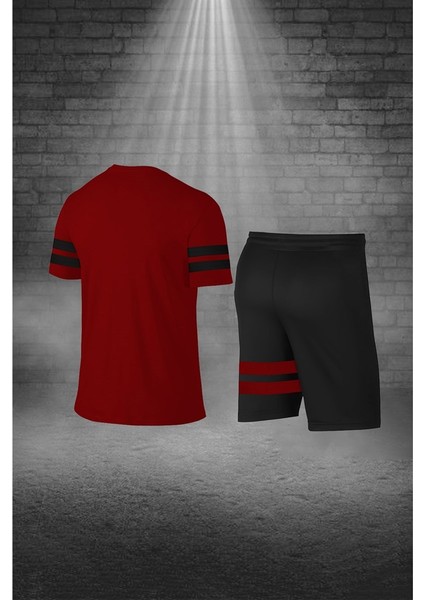 Büyük Beden Erkek Bordo Dri-Fit Kumaş Baskısız Günlük Rahat Tişört Şort Spor Takım Seti (4XL-10XL) fırsatları