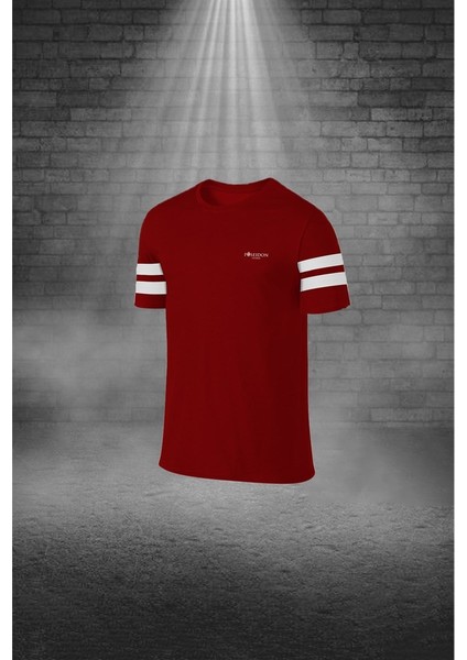 Büyük Beden Erkek Bordo Dri-Fit Kumaş Baskısız Günlük Rahat Tişört Şort Spor Takım Seti (4XL-10XL)