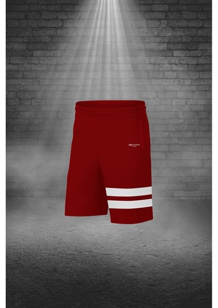 Büyük Beden Erkek Bordo Dri-Fit Kumaş Baskısız Günlük Rahat Tişört Şort Spor Takım Seti (4XL-10XL)