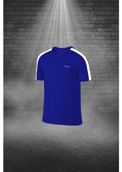 Büyük Beden Erkek Mavi Dri-Fit Kumaş Yürüyüş ve Koşu Için Konforlu Cepli Sıfır Yaka Tişört Şort Ikili Alt Üst Seti (4XL-10XL) fiyatları