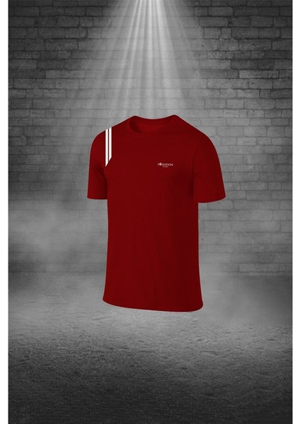 Battal Beden Erkek Bordo Dri-Fit Kumaş Cepli Baskısız Bisiklet Yaka Tişört Şort Sporcu Alt Üst Takım (4XL-10XL)