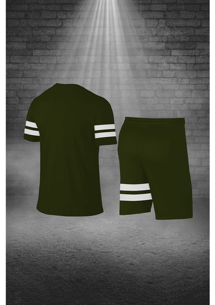 Büyük Beden Erkek Haki Dri-Fit Kumaş Koşu ve Yürüyüş Için Rahat Konforlu Tişört Şort Takımı (4XL-10XL) fırsatları