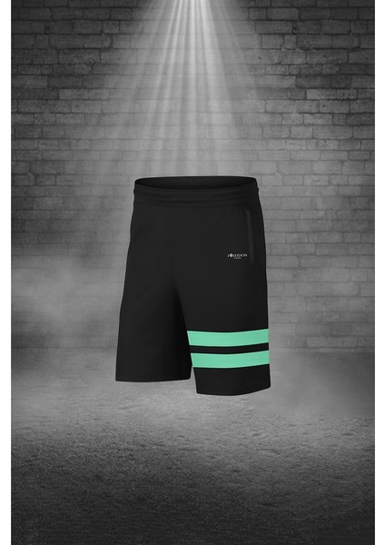 Büyük Beden Erkek Su Yeşili Dri-Fit Kumaş Yürüyüş ve Koşu Için Konforlu Cepli Sıfır Yaka Tişört Şort Ikili Alt Üst Seti (4XL-10XL)