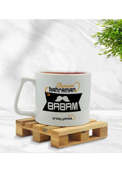 Kişiye Özel Benim Kral Babam Tasarımlı Middle Beyaz Kupa Bardak Model 1