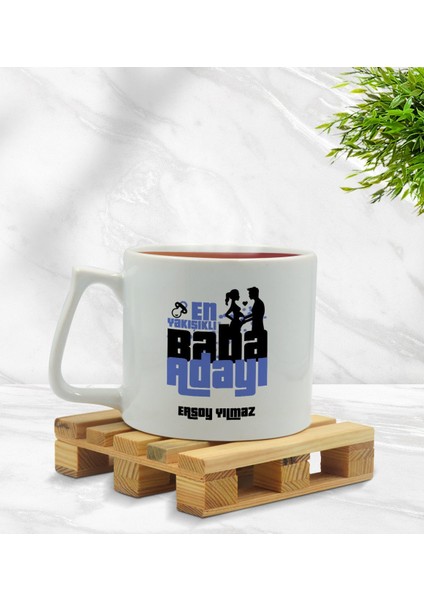 Kişiye Özel En Yakışıklı Baba Adayı Tasarımlı Middle Beyaz Kupa Bardak Model 2