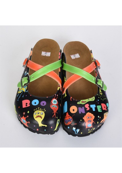 Azizsahinshoes 5401 Boo Monster Çapraz Sabo Terlik