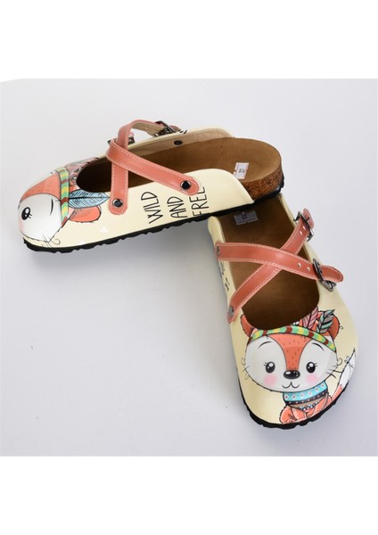 Azizsahinshoes 5410 Tilki Desenli Çapraz Sabo Terlik fırsatları