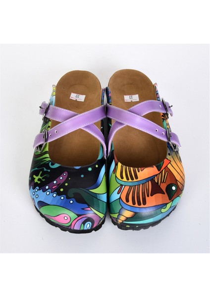 Okyanus Desen Çapraz Sabo Terlik