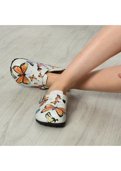 Azizsahinshoes 6291 Turuncu Kelebek Sabo Terlik modelleri