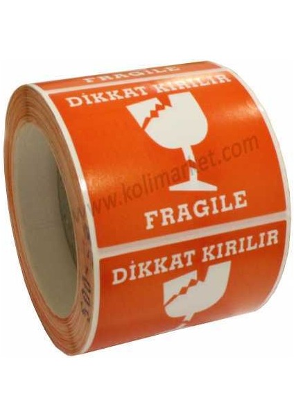 Kargo Toptancısı Dikkat Kırılır Etiketi 73X73 500 Sarım 2'li