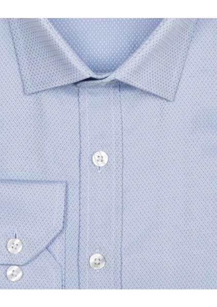 Slim Fit Armür Desenli Mavi Erkek Gömlek fiyatları