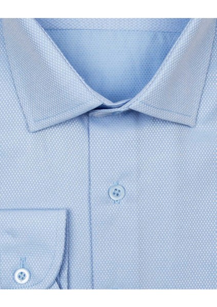Slim Fit Armür Desenli Mavi Erkek Gömlek fiyatları