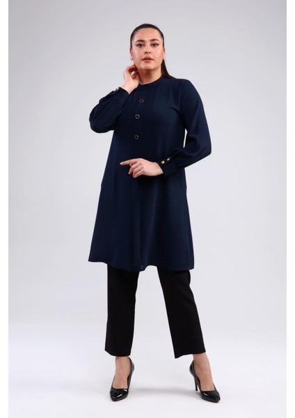 Kadın Büyük Beden Tesettür Tunik Düğmeli Ayrobin Kumaş