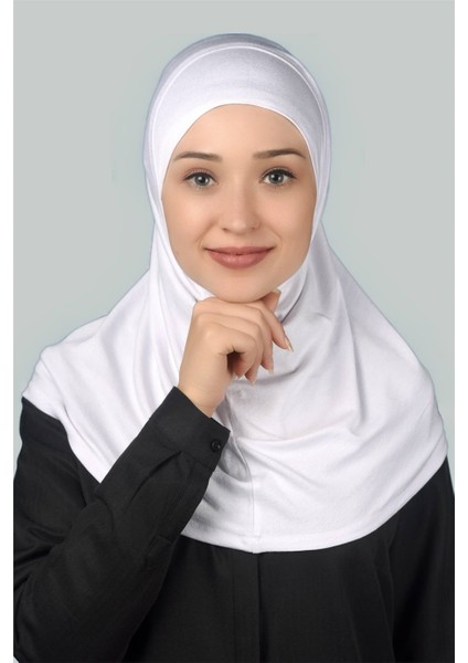 Hazır Türban Pratik Eşarp Tesettür Hijab - Namaz Örtüsü -Beyaz