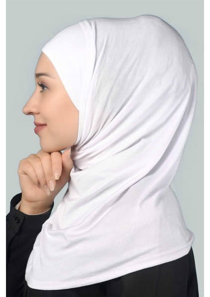 Hazır Türban Pratik Eşarp Tesettür Hijab - Namaz Örtüsü -Beyaz modelleri