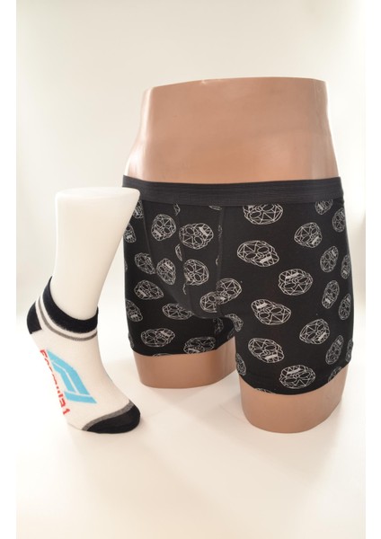 Erkek Çocuk Penye Boxer Pamuk Çorap Kombin Takım