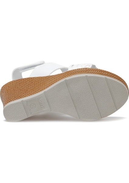 DS22033 2FX Beyaz Kadın Dolgu Topuk Sandalet fırsatları