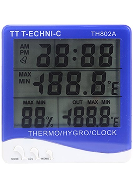 Termometre TH-802A Oda Tipi Ekranlı Sıcaklık-Nem Ölçer