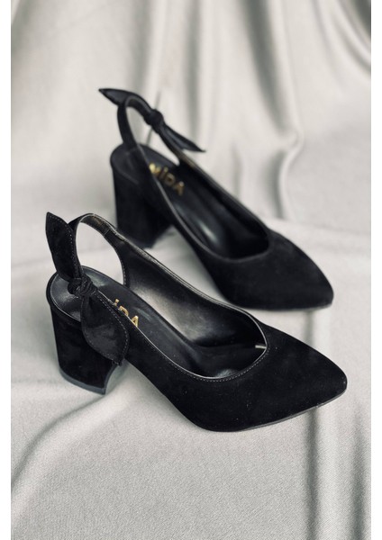 Siyah Süet Fiyonklu Topuklu Ayakkabı fiyatları