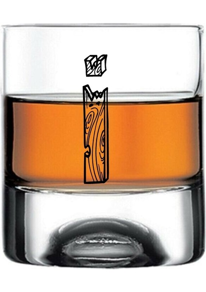 Ahşap I Harfi Yazılı Holiday Viski Bardağı