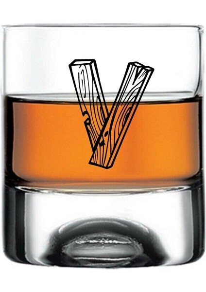 V Harfi Yazılı Holiday Viski Bardağı