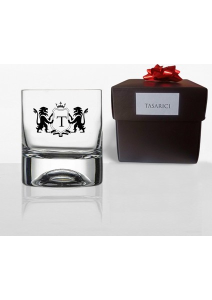 Kutulu Aslan Logolu Harf Yazılı Viski Bardağı