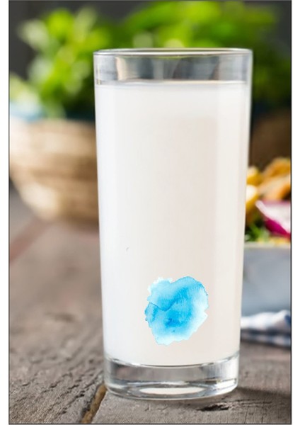 Sulu Boya Desenli Rakı Bardağı 2 Adet Mavi