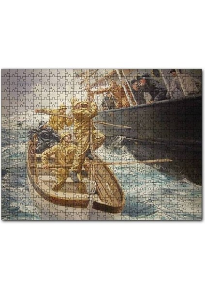 Batan Gemi ve Filikada Görevliler 120 Parça Puzzle Yapboz Mdf (Ahşap)