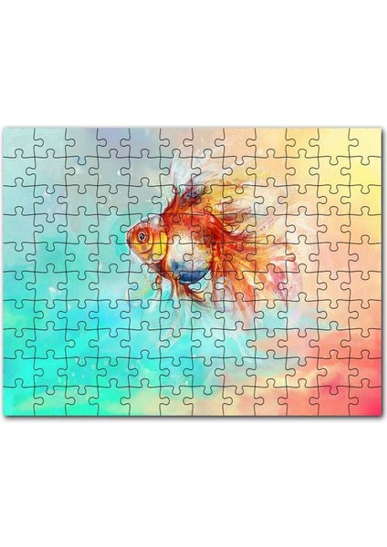 Rengarenk Sularda Yüzen Japon Balığı 120 Parça Puzzle Yapboz Mdf (Ahşap)