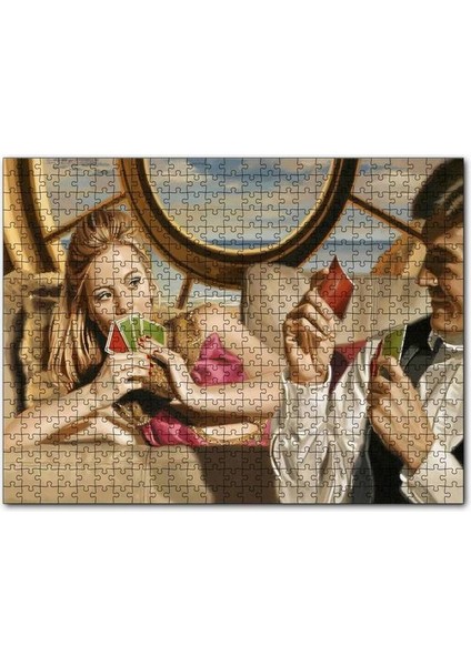 Kağıt Oynayan Çift 120 Parça Puzzle Yapboz Mdf (Ahşap)