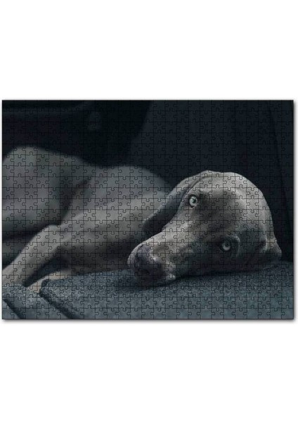 Siyah Doghound Siyah Zemin Karanlık Arkaplan 120 Parça Puzzle Yapboz Mdf (Ahşap)