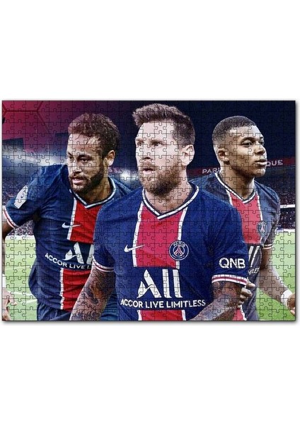 Messi Neymar Mbappe Artık Biarada 255 Parça Puzzle Yapboz Mdf (Ahşap)