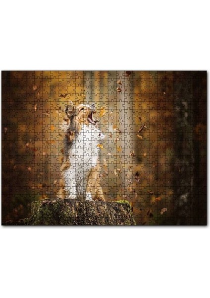 Rüzgarla Kavga Eden Köpekçik 120 Parça Puzzle Yapboz Mdf (Ahşap)