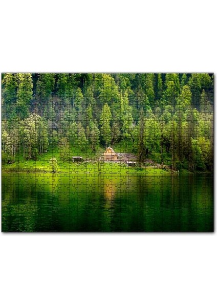 Dağ Gölü Sık Orman ve Şirin Kulübe 120 Parça Puzzle Yapboz Mdf (Ahşap)