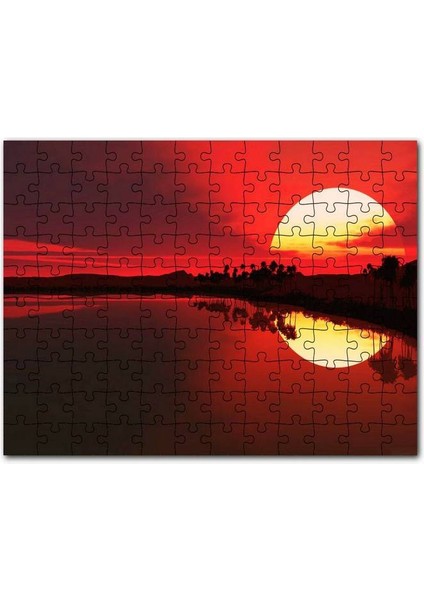 Afrika Günbatımında Palmiyeler ve Nil Nehri 120 Parça Puzzle Yapboz Mdf (Ahşap)