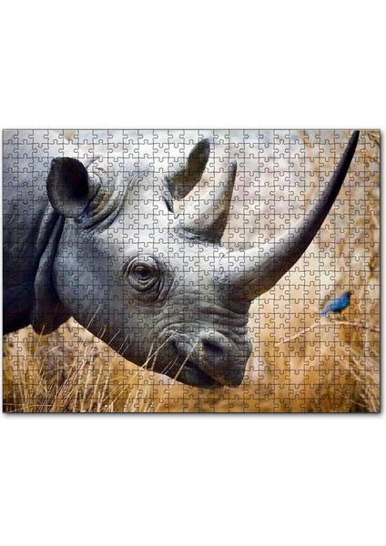 Gergedan Başı Yakın Çekim 120 Parça Puzzle Yapboz Mdf (Ahşap)