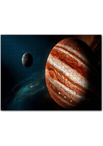 Jüpiter ve Arkada Gezegen ve Yıldızlar 120 Parça Puzzle Yapboz Mdf (Ahşap)