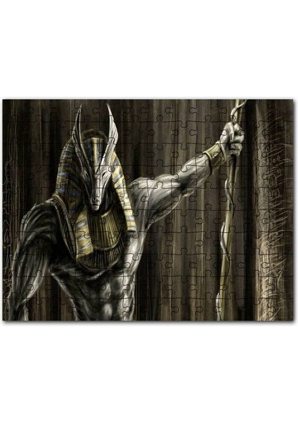 Muhteşem Kaslarıyla Anubis ve Asası 120 Parça Puzzle Yapboz Mdf (Ahşap)