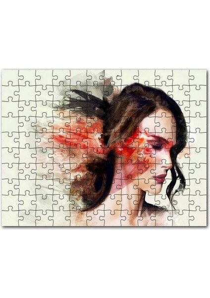 Kadın ve Renkli Fırça Darbeleri 255 Parça Puzzle Yapboz Mdf (Ahşap)