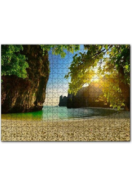 Saklı Sahilde Günbatımı 255 Parça Puzzle Yapboz Mdf (Ahşap)