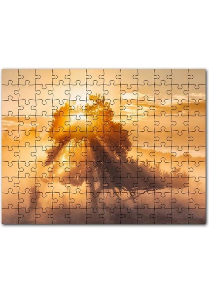 Ormanın Dışındaki Tek Ağaç ve Mistik Güneş Işınları 500 Parça Puzzle Yapboz Mdf (Ahşap)