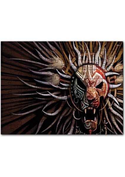 Tribal Aslan Kafası Maske 120 Parça Puzzle Yapboz Mdf (Ahşap)
