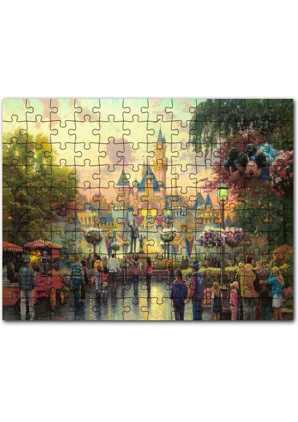 Disneyland ve Ziyaretçileri 500 Parça Puzzle Yapboz Mdf (Ahşap)