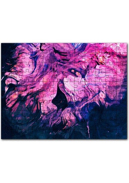 Karışan Pembe Lacivert Dalgalı Desenler 120 Parça Puzzle Yapboz Mdf (Ahşap)