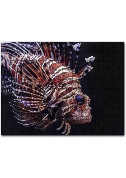 Aslan Balığı Yakın Çekim Karanlık Arkaplan 120 Parça Puzzle Yapboz Mdf (Ahşap)