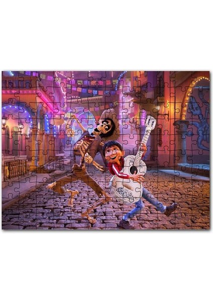 Coco Gitarist Çocuk ve Iskelet Dans Ediyor 120 Parça Puzzle Yapboz Mdf (Ahşap)