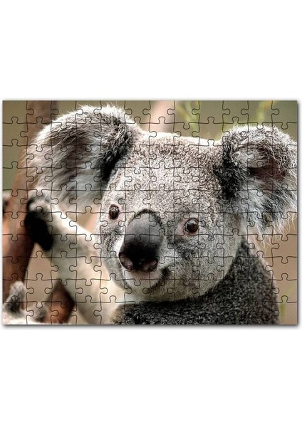 Ağaçtaki Sevimli Koala Yakın Çekim 120 Parça Puzzle Yapboz Mdf (Ahşap)